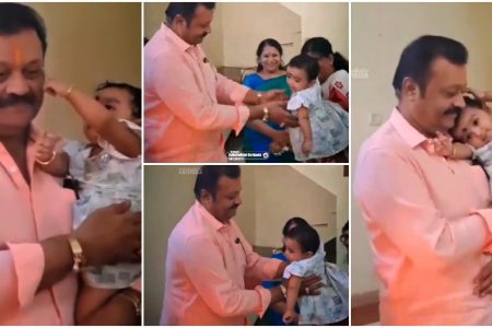 കുഞ്ഞിനെ മാറോടണച്ച് സുരേഷ് ​ഗോപി; തോളിൽ ചേർന്ന് കിടന്ന് കുഞ്ഞ് മോൾ.!! വൈറലായി ഒരു കുഞ്ഞും സുരേഷേട്ടനും.! വീഡിയോ കാണാം | Suresh Gopi with cute baby