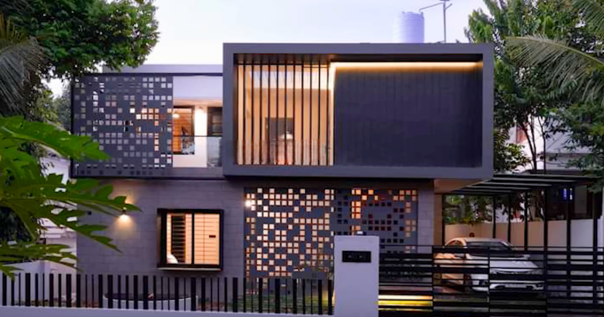 Black interior and exterior design plan